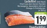 E center Duisburg - Lachsfilet (mit Haut) Angebot im Prospekt Lachsfilet (mit Haut) bei E center im Duisburg Prospekt für 1,99 €