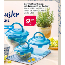 3er-Set Salatboxen mit Tragegriff im Deckel