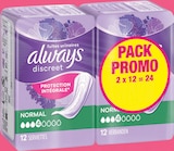 Serviettes hygiéniques incontinence normal - ALWAYS DISCREET en promo chez Intermarché Hyper Serviettes hygiéniques incontinence normal - ALWAYS DISCREET dans le catalogue Intermarché Hyper