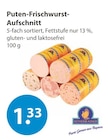 Aktuelles Puten-Frischwurst-Aufschnitt Angebot bei V-Markt in Augsburg ab 1,33 €