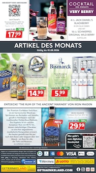 Jack Daniels im aktuellen Getränkeland Prospekt (Frankfurt (Oder)) Jack Daniels im Getränkeland Prospekt "Die Getränkekönner" mit 12 Seiten (Frankfurt (Oder))