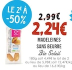 Madeleines sans beurre - Bio Soleil à 2,24 € dans le catalogue Naturalia