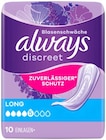 Discreet Inkontinenz-Einlagen von Always für 2,99 € bei REWE im Angebot Discreet Inkontinenz-Einlagen von Always im aktuellen REWE Prospekt