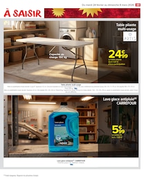 Prix et réduction Table Pliante dans le prospectus Carrefour Market en cours Offre Table Pliante dans le catalogue Carrefour Market du moment à la page 71