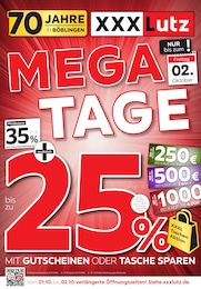 XXXLutz Prospekt "MEGA-TAGE" für Reutlingen, 4 Seiten, 26.09.2026 - 02.10.2026 XXXLutz Prospekt "MEGA-TAGE" für Reutlingen, 4 Seiten, 26.09.2026 - 02.10.2026