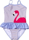 Badeanzug mit Flamingo-Motiv, lila, Gr. 98/104 von PUSBLU im aktuellen dm-drogerie markt Prospekt für 9,90 €