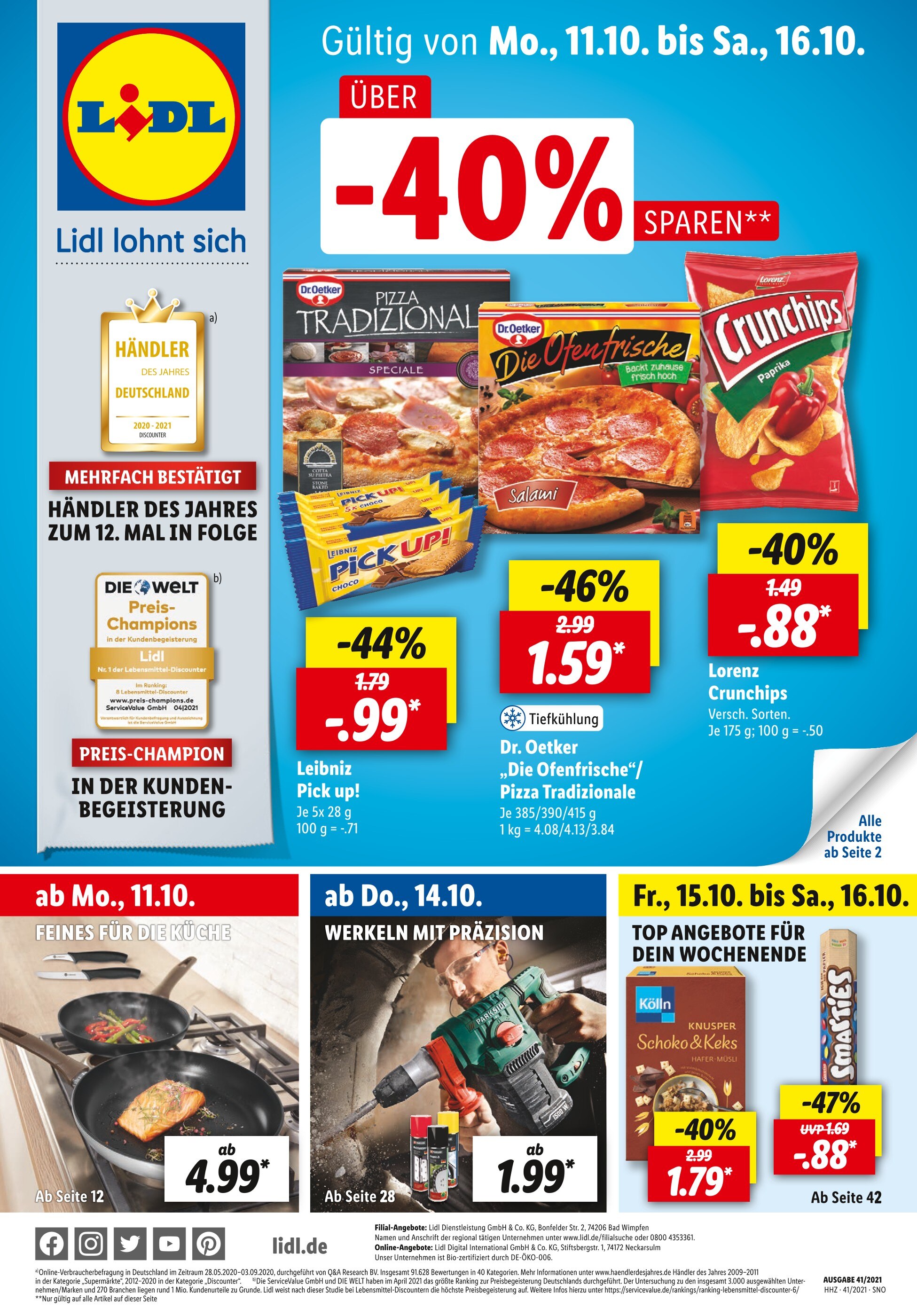 Lidl Prospekt für Himbergen mit 51 Seiten Lidl Prospekt für Himbergen: "ÜBER -40% SPAREN", 51 Seiten, 11.10.2021 - 16.10.2021