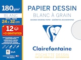 Clairefontaine - Pochette papier à dessin  - 15 feuilles (dont 3 gratuites) - 24 x 32 cm - 180 gr - blanc - Clairefontaine à 2,30 € dans le catalogue Bureau Vallée
