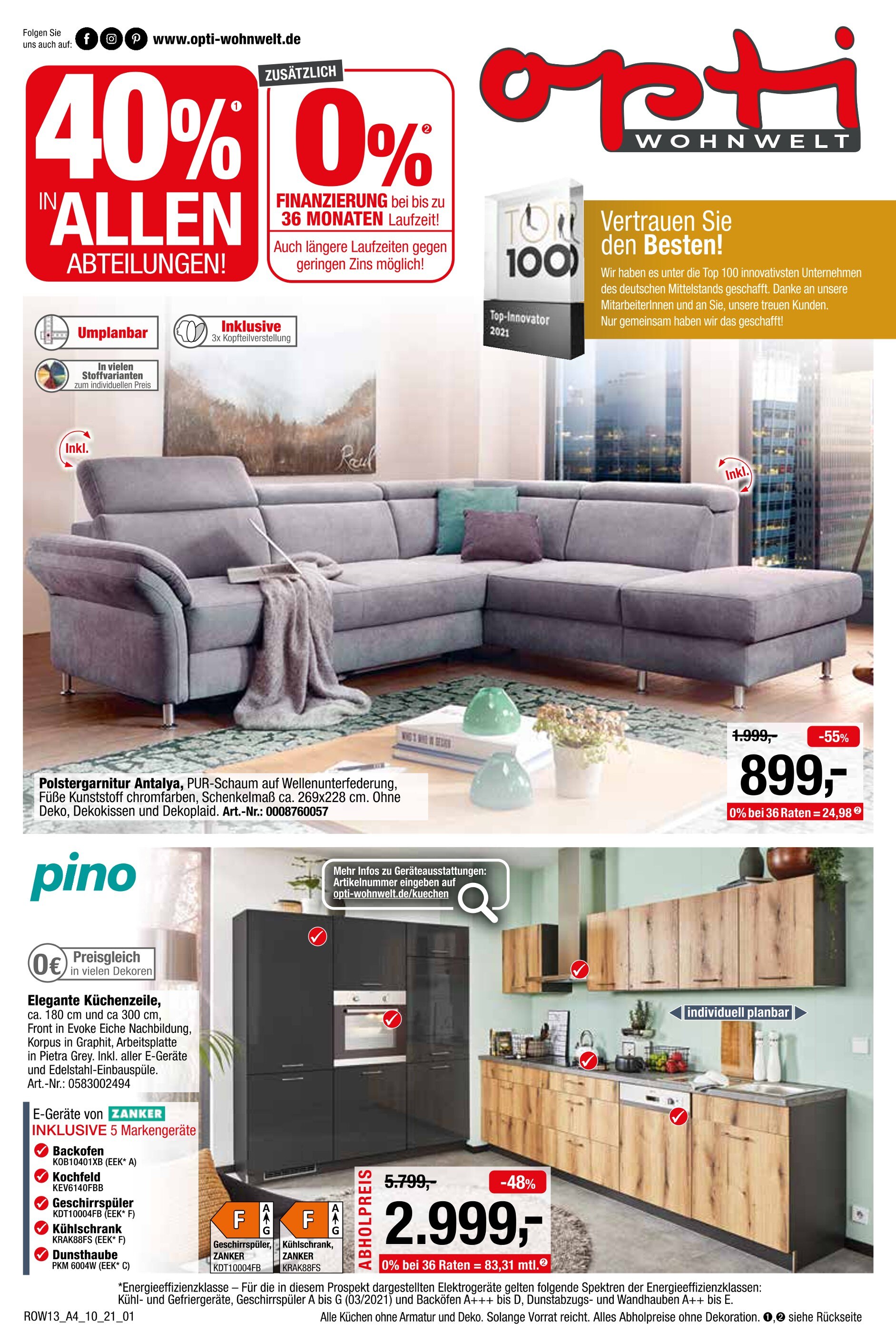 Opti-Wohnwelt Prospekt für Herzfelde mit 20 Seiten Opti-Wohnwelt Prospekt für Herzfelde: "40% IN ALLEN ABTEILUNGEN!", 20 Seiten, 25.09.2021 - 16.10.2021