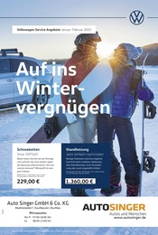 Aktueller Volkswagen Werkstatt & Auto Prospekt in Stöttwang und Umgebung, "Auf ins Wintervergnügen" mit 1 Seite, 01.01.2025 - 28.02.2025