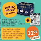 Binding Römer Pils oder Export Angebote von Binding bei tegut Haiger für 11,99 €