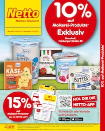 Netto Marken-Discount Prospekt für Hanstedt: "10% auf Molkerei-Produkte", 2 Seiten, 28.04.2025 - 03.05.2025