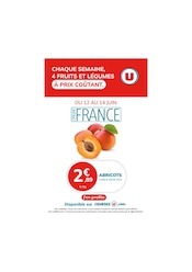 Prospectus U Express à Viais, "CHAQUE SEMAINE, 4 FRUITS ET LÉGUMES À PRIX COÛTANT", 1 page de promos valables du 12/06/2025 au 14/06/2025