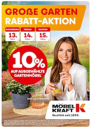 Möbel Kraft Prospekt für Landsberg: "GROSSE GARTEN RABATT-AKTION!", 1 Seite, 13.03.2025 - 15.03.2025