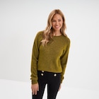 Pull col rond manches longues vert olive femme dans le catalogue La Halle