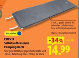 Selbstaufblasende Campingmatte im Angebot bei Lidl in Hückelhoven Selbstaufblasende Campingmatte Angebote von CRIVIT bei Lidl Hückelhoven für 14,99 €