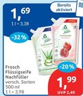 Flüssigseife Nachfüller von Frosch für 1,69 € bei budni im Angebot Flüssigseife Nachfüller von Frosch im aktuellen budni Prospekt
