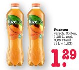 Schwarzer Tee Pfirsich Angebote von Fuzetea bei E center Wiesbaden für 1,29 €