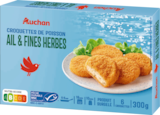 CROQUETTES DE POISSON AIL ET FINES HERBES SURGELÉES AUCHAN - AUCHAN en promo chez Auchan Supermarché Saint-Cloud à 3,98 €