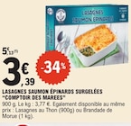 Lasagnes Saumon Épinards Surgelées - Comptoir des Marees en promo chez E.Leclerc Saint-Dizier à 3,39 €