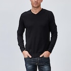 Pull jersey avec col en V noir homme à La Halle dans Chabrillan