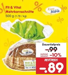 Fit & Vital Mehrkornschnitte bei Netto Marken-Discount in Esslingen Fit & Vital Mehrkornschnitte im Angebot bei Netto Marken-Discount Esslingen für 0,89 €