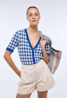 Cardigan manches courtes motif vichy en promo chez Monoprix Margaret Cardigan manches courtes motif vichy dans le catalogue Monoprix Margaret