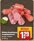 Aktuelle Wurst Angebote bei REWE in Heilbronn Aktuelles Zwiebelmettwrust Angebot bei REWE in Heilbronn ab 1,29 €