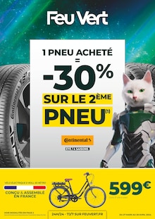 Prospectus Feu Vert de la semaine "1 pneu acheté = -30% sur le 2ème pneu" avec 1 page, valide du 27/03/2024 au 29/04/2024 pour Vitry-sur-Seine et alentours