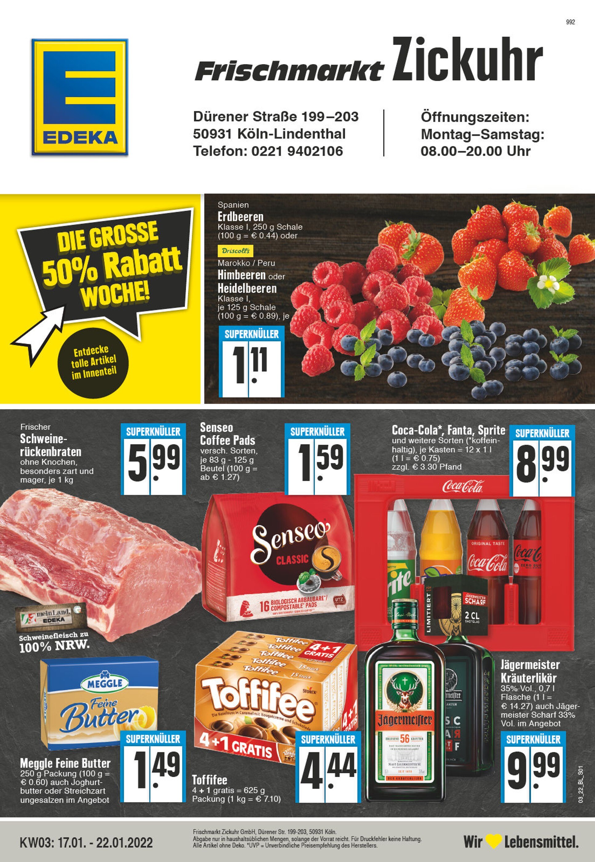 EDEKA Prospekt für Köln mit 24 Seiten EDEKA Prospekt für Köln: "Aktuelle Angebote", 24 Seiten, 17.01.2022 - 22.01.2022