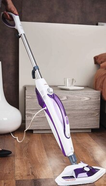 Balai nettoyeur vapeur 2 en 1 SV440 blanc/violet - Géant Casino à Courbevoie Balai nettoyeur vapeur 2 en 1 SV440 blanc/violet en promo chez Géant Casino Courbevoie à 79,90 €