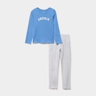 Ensemble pyjama pantalon et t-shirt bleu gris fille - La Halle Ensemble pyjama pantalon et t-shirt bleu gris fille à 5,59 € dans le catalogue La Halle