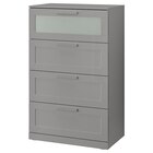 Kommode mit 4 Schubladen grau/Frostglas im Angebot bei IKEA in Seevetal Kommode mit 4 Schubladen grau/Frostglas Angebote von BRIMNES bei IKEA Seevetal für 149,00 €