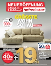 Aktueller hofmeister Prospekt mit Couch, "DIE GRÖSSTE WOHNSCHAU BIETET MEHR!", Seite 1