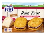Rösti Toast mit Camembert & Cranberry im Angebot bei Lidl in Soest Rösti Toast mit Camembert & Cranberry Angebote von Alpenfest bei Lidl Soest für 3,49 €
