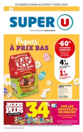 Catalogue Supermarchés Super U en cours à Villabé et alentours, "Pâques À PRIX BAS", 32 pages, 19/03/2024 - 01/04/2024