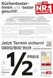 Aktueller XXXLutz Möbelhäuser Möbel & Einrichtung Prospekt in Michelau und Umgebung, "Küchentesterinnen und -tester gesucht!" mit 2 Seiten, 04.11.2024 - 17.11.2024