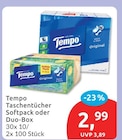 Taschentücher Softpack oder Duo-Box von Tempo im aktuellen budni Prospekt