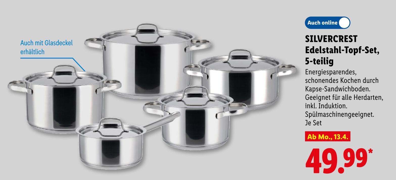 Edelstahl-Topf-Set, 5-teilig