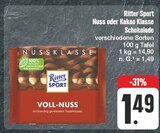 Nuss oder Kakao Klasse Schokolade Angebote von Ritter Sport bei EDEKA Schweinfurt für 1,49 €