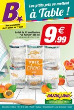 Catalogue Bazarland à Flaine, avec 4 pages Prospectus Bazarland à Flaine, "Les p'tits prix se mettent à Table !", 4 pages, 21/07/2021 - 01/08/2021