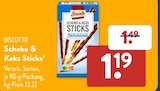 Sticken im ALDI SÜD Prospekt Schoko & Keks Sticks von BISCOTTO im aktuellen ALDI SÜD Prospekt für 1,19 €