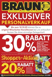 BRAUN Möbel-Center Prospekt für Loßburg: "EXKLUSIVER PERSONALVERKAUF", 4 Seiten, 06.10.2025 - 12.10.2025