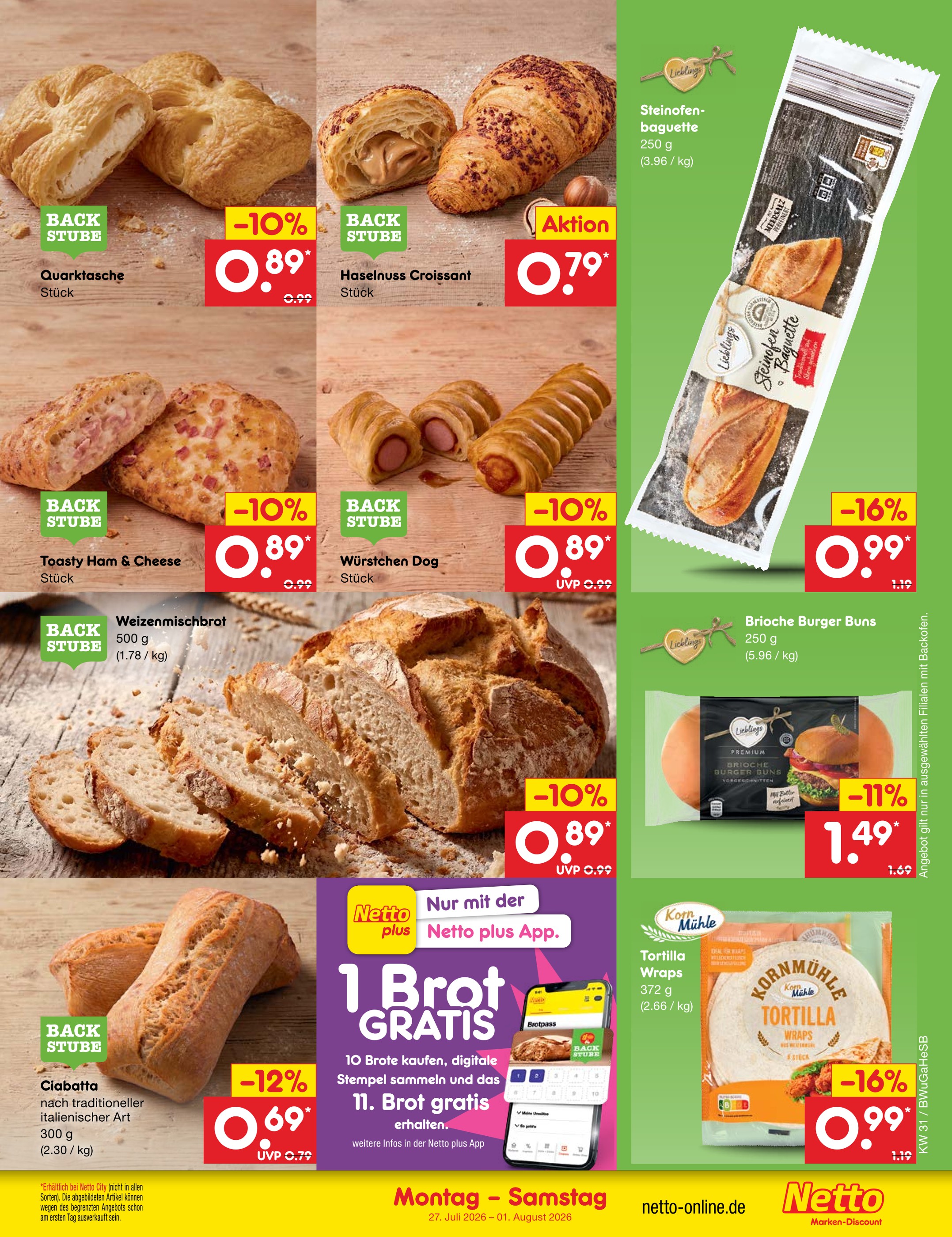 Brot im Netto Marken-Discount Prospekt "Aktuelle Angebote" mit 76 Seiten (Osnabrück)