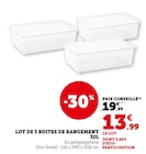Lot de 3 boites de rangement 32L en promo chez Super U Massy à 13,99 €