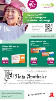 Aktueller mea - meine apotheke Prospekt (Achim, 4 Seiten zum blättern mea - meine apotheke Prospekt Unsere Juli-Angebote mit 4 Seiten