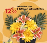 Jardinière 3 lys. 3 dahlias et palmes en promo chez Maxi Bazar Boulogne-Billancourt à 12,99 €