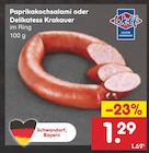 Paprikakochsalami oder Delikatess Krakauer bei Netto Marken-Discount im Prospekt "" für 1,29 €