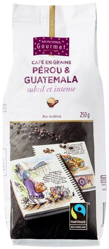 CAFÉ EN GRAINS PÉROU GUATEMALA - Monoprix à Marseille CAFÉ EN GRAINS PÉROU GUATEMALA en promo chez Monoprix Marseille à 4,02 €
