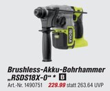 Brushless-Akku-Bohrhammer RSDS18X-0 Angebote von Ryobi bei toom Baumarkt Amberg für 229,99 €